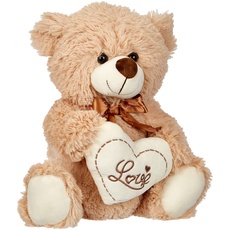 Sweety Toys 3877 Teddy Kuschelbär Plüschbär Herzbär LOVE, supersüss mit Herz hochwertige Stickerei " LOVE" beige-braun