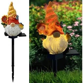 YumSur Solar Lustig Gartenzwerg Gartendeko Draußen,Wichtel Solarlicht,Harz Wetterfest Gartenwichtel figur,Gnom Statue Gartenstecker Outdoor für Frauen, Garten, Terrasse, Balkon, Rasen Deko