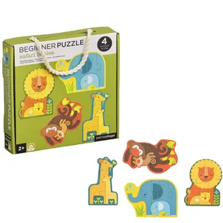 Petit Collage Safari Baby-Tiere Puzzle - Erste Kartonpuzzle für Kinder
