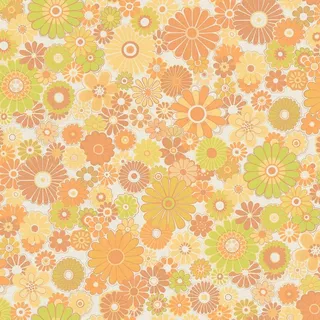 A.S. Création Retro-Tapete 70er Jahre 0,53 x 8,5 m - Tapete Vintage mit Blumenmuster in Gelb, Grün, Braun - Vliestapete Retro Chic - 395355