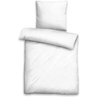 biberna 0676066 Bettwäsche Kopfkissenbezug GOTS Jacqaurd-Satin 1x 40x80 cm weiß