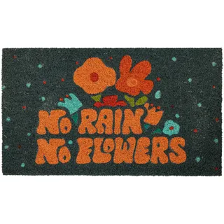 FISURA - Fußmatte außen Tabellen Fußmatte aus Kokosnuss mit Rutschfester PVC-Rückseite. Fußabtreter für den Eingang. Handbemalt. Abmessungen:70 x 40. Quadrate (No rain, Blumen)