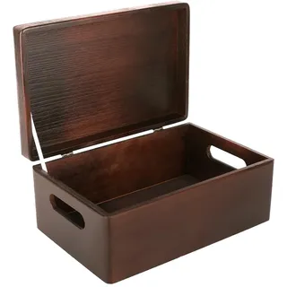 Creative Deco Braun Holzkiste mit Deckel | 30 x 20 x 14 cm (+/- 1cm) | Erinnerungsbox Baby Groß Kasten | Ostern Holzbox mit Deckel und Griffen | Für Dokumente Wertsachen Spielzeug Werkzeuge