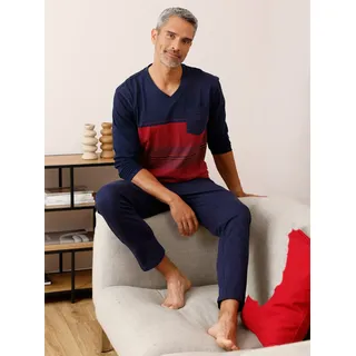 Schlafanzug COMTE, Herren, Gr. 60/62, blau (marine, kirsche, geringelt), 100% Baumwolle, Homewear-Sets Schlafanzug
