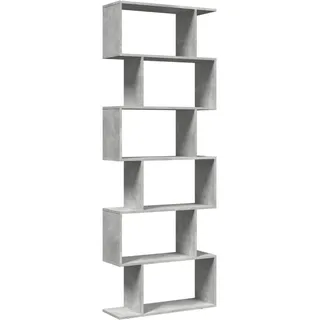 vidaXL Bücherregal mit 6 Ebenen 70/24/193 cm aus Holzwerkstoff Betongrau , Hellgrau , Strukturbuche , Rechteckig , 70x193x24 cm , Wohnzimmer, Regale, Bücherregale