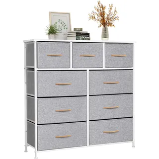 lyncohome Kommode mit Schubladen aus Stoff, Sideboard Wohnzimmer mit 9 Stoffschubladen, kommode Schlafzimmer Flur, komode komodenschrank flurschrank für Küche Büro Flur Schlafzimmer