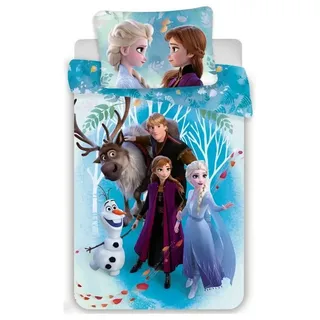 FROZEN BY DISNEY Die Eiskönigin Leinen Blau 140 x 200 cm + 70 x 90 cm