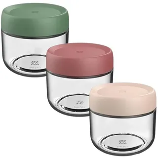 Zisqia Vorratsdosen Mit Deckel Luftdicht, Glas Frischhaltedosen, Glasschüssel Gewürzgläser, Aufbewahrungs Glasbehälter Mit Deckel Klein Rund, Mealprep Gläser, Glasdosen Set(3 * 280ml)