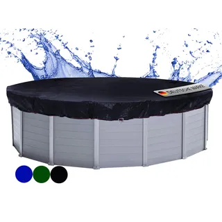 Poolabdeckung Rund für 500-550 cm Pools | Planenmaß Ø 610 cm | Schwarz | Sommer & Winter Poolplane | Solar Abdeckplane 200 g/m2 PE Zweifach Beschichtete Abdeckung | Solarplane UV-Resistent - Schwarz