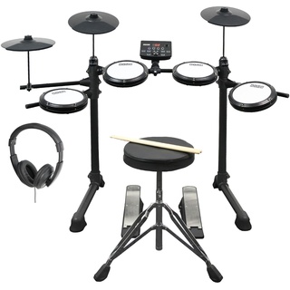 Axus AXK4 Elektronisches Schlagzeug Starter Pack für Anfänger mit leisen Mesh Drum Pads, Sticks, Hocker und Kopfhörer