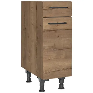Nobilia Unterschrank Schubkastenunterschrank 30 x 87 x 56 cm Eiche Dunkel