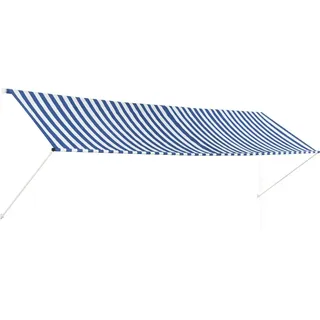 The Living Store Einziehbare Markise 400 x 150 cm Blau und Weiß - Blau