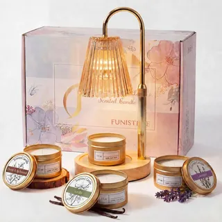 Kerzenwärmer Lampe mit einem 3er-Pack Duftkerzen, Candle Warmer Lamp Geschenke für Frauen, Elektrische Duftlampe mit Timer und Dimmer, Kerzenwärmer Dekoration, Geburtstagsgeschenk für Mama Freundin