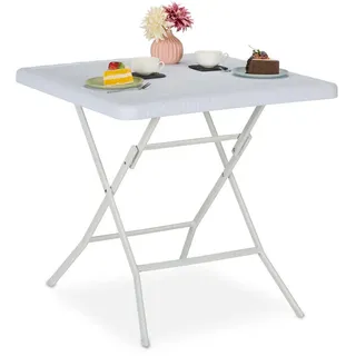 Relaxdays Gartentisch , Weiß , Kunststoff, Metall , 78x74x78 cm , Gartenmöbel, Gartentische, Balkontische