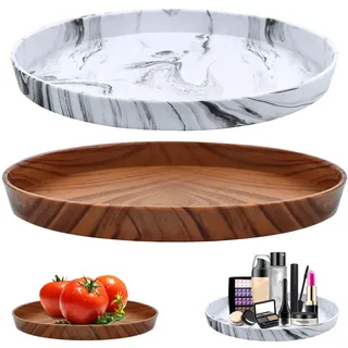 xtemtoamz Deko Teller Rund, Tablett Kerzentablett Dekoteller für Kerzen Snacks SüßIgkeiten Schmuck Ständer Kosmetik Tabletts, 2 Stück (21x1.95cm)