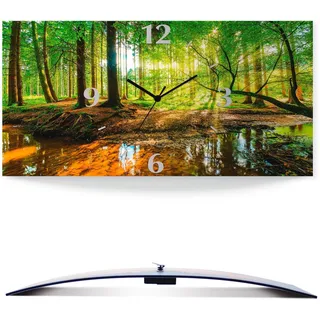 ARTland Wanduhr Wald mit Bach Größe: 50x25 cm - grün