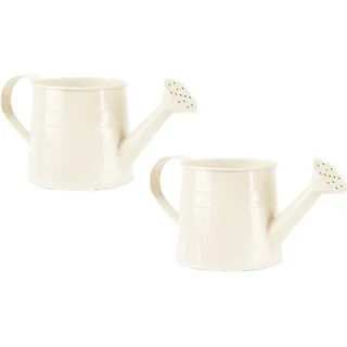 Gießkanne Klein Zimmerpflanzen 1L Kleine Gießkanne Metall Blumentopf Giesskanne Garten Balkon Watering Can Kieskanne Vintage Blumengießkanne Pflanzengießkanne Gartenwerkzeug (2PC/Weiß)