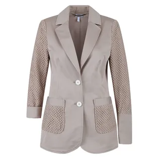 Jackenblazer SPORTALM KITZBÜHEL, Damen, Gr. 40, beige, Web, Obermaterial: 97% Baumwolle, 3% Elasthan, clean, unifarben, regular fit hüftlang, V-Ausschnitt, eingesetzt angesetztes Bündchen, Blazer Jackenblazer, mit Netzeinsätzen