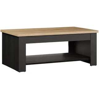 Forte Duro Couchtisch 110, moderner Landhaus Couchtisch mit Ablagefach, Wohnzimmer, Holzwerkstoff, Riviera Eiche/Cabezone Eiche Holzdekor, 110 cm breit x 45,2 cm hoch x 65 cm tief