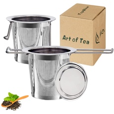 TopBine 2 Stück Teesieb für Losen Tee,Teefilter aus 304 Rostfreiem Edelstahl Faltbare Griffe für teekanne