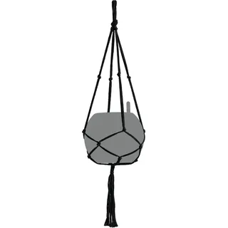 Lechuza® Hängeampel Makramee Cotton Pure 90 Schwarz 22 cm x 14 cm