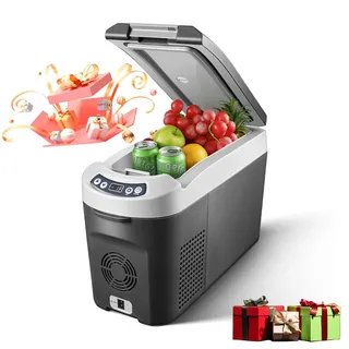 AAOBOSI Kompressor Kühlbox 15 Liter, Kühlbox Auto -15°C~20°C, Kühlbox Elektrisch 12/24V für Auto, Lkw, Boot, Reisemobil und Steckdose