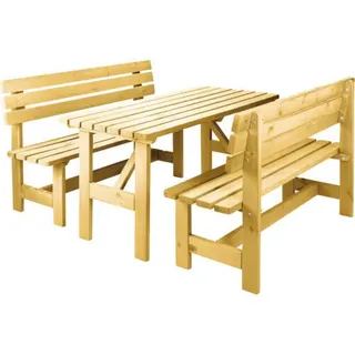 Gartenmöbelset Wilk 6 -Sitzer bestehend aus: 2 Sitzbänke,Tisch Holz braun