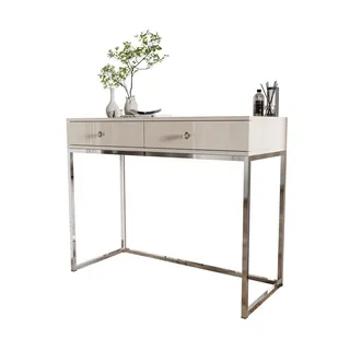 Lookway Konsole Glamour auf Chromgestell mit Kristallgriff , Kaschmir, Silberfarben , Holzwerkstoff , 100x81x42 cm , Wohnzimmer, Wohnzimmertische, Konsolentische