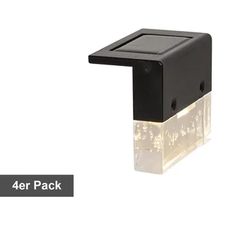 Solar Zaunbeleuchtung ,Bubbly Fence', LED, Dämmerungssensor, 4er-Set, schwarz-transparent - Schwarz