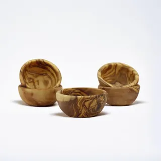 Cartava Olivenholz Schälchen 5er Set Klein (Ø 8 cm) – für Dips, Gewürze & Snacks – Handgemachte Holzschalen aus Olivenholz – Natürlich & langlebig