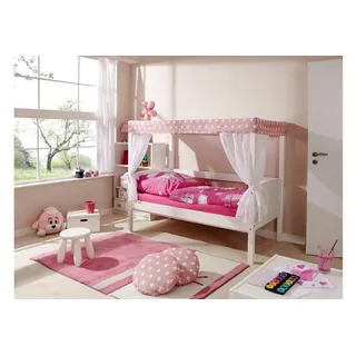 TICAA Himmelbett Lino Mini Kiefer weiß stern-rosa