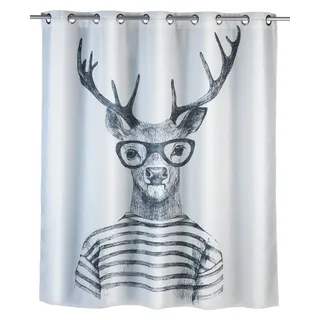 Wenko Duschvorhang Mr. Deer 180 x 200 cm weiß