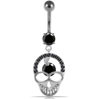 Firetti Bauchnabelpiercing »Schmuck Geschenk Piercing Silber 925 Körperschmuck SKULLS Totenkopf«, mit Zirkonia (synth.), schwarz