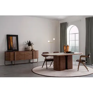 Esszimmer Set Esstisch Stühle Sideboard Spiegel JVmoebel - Braun