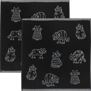 Kracht Frottier-Geschirrtuch 2er-Pack Baumwolle Katzen Größe 50x50 cm