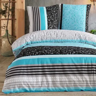 Buymax® Bettwäsche 200x220 100% Baumwolle 3-Teilig Bettbezug - Bettwäsche-Sets 200 x 220cm mit 2 mal Kissenbezüge 80x80cm, ÖKO-TEX Renforcé-Bettdeckenbezug Set mit Reißverschluss