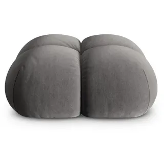 Cosmopolitan Design Pouf Loretto aus Samt grau , Grau , Textil , 90x40x90 cm , Wohnzimmer, Sessel, Hocker & Hockerbänke, Poufs