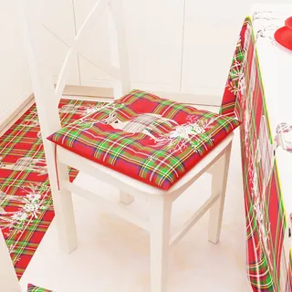 PETTI Artigiani Italiani - Kissen für Küchenstuhl, Weihnachten, Stuhlkissen, 4 Punkte, 6 Stück, Kissenbezüge aus Mikrofaser mit Bändern, 100% Made in Italy