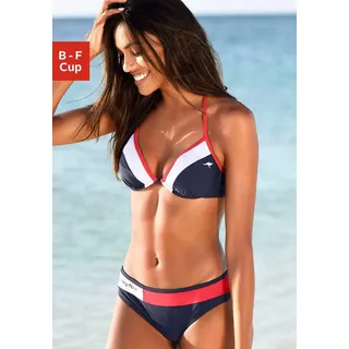 Bügel-Bikini KANGAROOS "Energy", Damen, Gr. 44, Cup B, blau (marine), Xtra Life LYCRA, Colorblocking, kontrastfarbene Details, Bikini-Sets Bügel-Bikini, mit Kontrasteinsätzen