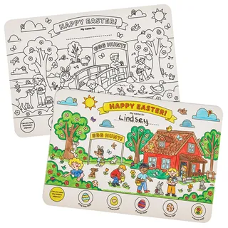 Baker Ross FN398 Easter Egg Hunt Colour-in Placemats - 8er-Pack, Osterdekorationen zum Ausmalen für Kinder