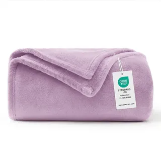 WAVVE Kuscheldecke Flauschig Decke Fleecedecke - Violett Sofadecke 150x200 cm Warm Wohndecke Couchdecke, Lila Decke Weich Sofaüberwurf XL