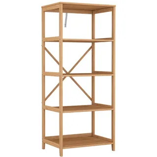 Vicco Bücherregal Novaro Bambus 48.3 x 144 cm mit 5 Fächern , Holzwerkstoff , Rechteckig , 48.3x114x35.5 cm , Wohnzimmer, Regale, Bücherregale
