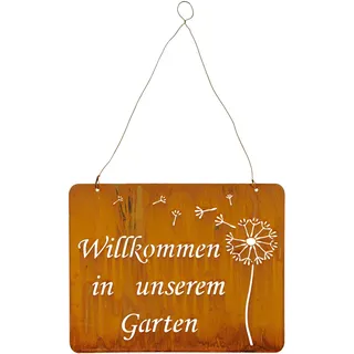 Schild Willkommen Im Garten 31x25cm Deko Rost Rostdeko Pusteblume Eisen Wandbild