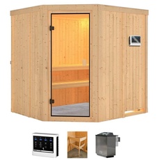 Bild Sauna »Jupiter«, (Set), 9 kW-Bio-Ofen mit ext. Steuerung, beige