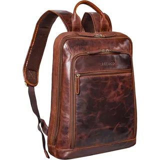 STILORD Watson Laptop Rucksack 15.6 Zoll Leder Backpack Business Lederrucksack Herren Rucksack XL für Breite DIN A4 Ordner Tagesrucksack Vintage Echtleder Farbe:Florida - braun