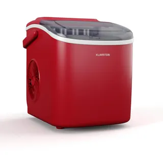 Klarstein Eiswürfelmaschine - 12kg/24h, 2 Würfelgrößen, 1,3L Wassertank, LED-Anzeigen, transparenter Deckel, tragbar, ideal für Partys/Gartenfeste - Rot