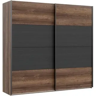 Furniture24 Schwebetürenschrank RMRS324E1 Schrank in Schlammeiche und Schwarzeiche Kleiderschrank, 200 cm breit - Schwarz