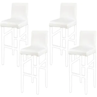PiccoCasa Set mit 4 Barhocker-Bezügen mit elastischer Unterseite, dehnbar und abnehmbar, Esszimmerstuhlhussen für Kneipentheke – Spandex-Höhe, Seitenstuhlhussen, Schutz, Schonbezüge, Schneeweiß