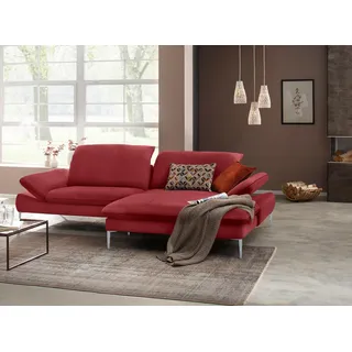 W.Schillig Ecksofa »enjoy&MORE, mit tollem Sitzkomfort, elegant und bequem, L-Form« mit Sitztiefenverstellung, Füße silber matt, Breite 294 cm, rot