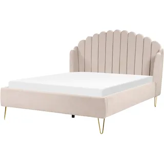 Beliani Polsterbett 140/200cm Helles Beige, Ambillou - Textil , 140x200 cm , Schlafzimmer, Betten, Polsterbetten